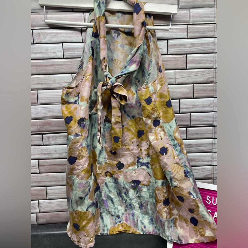Theory Silk Olethia Marble Flower Blouse Size Large